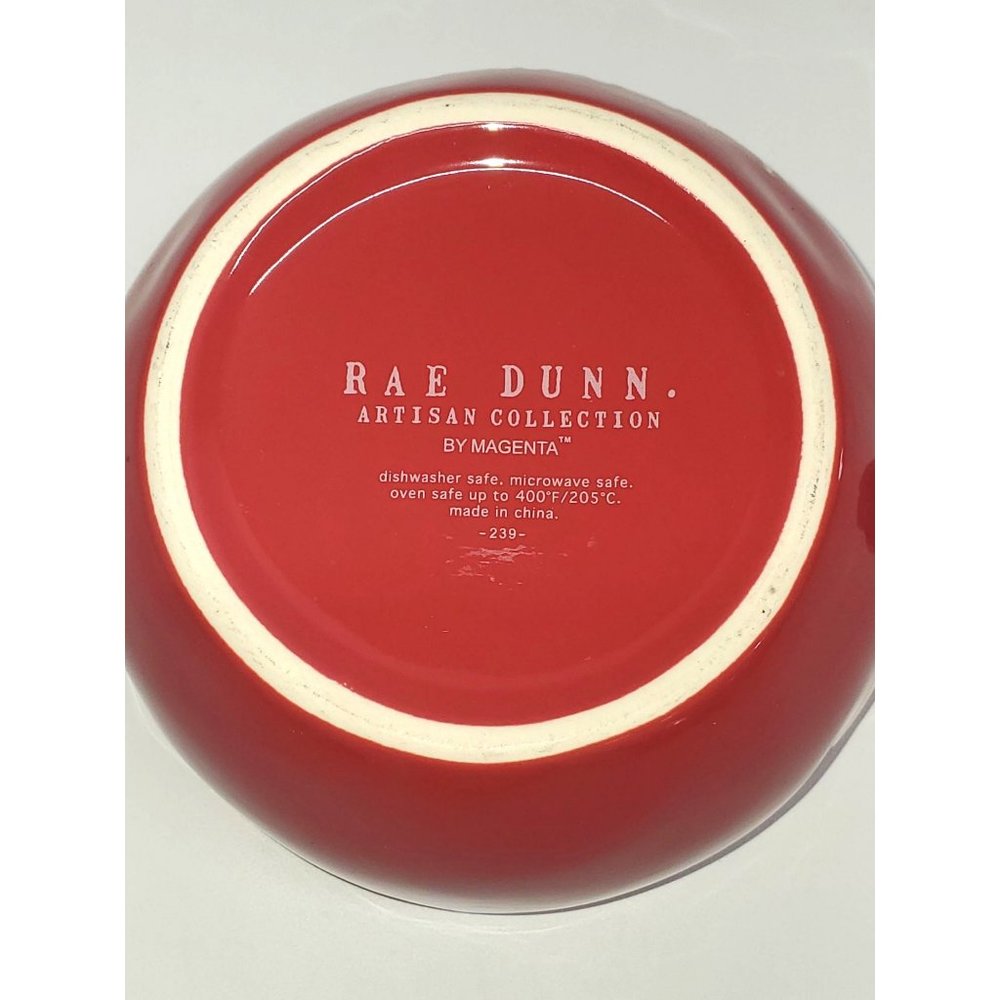 Rae Dunn Red "Santa" Soup Bowl With Handle White Lettering 1159 - Picture 5 of 5